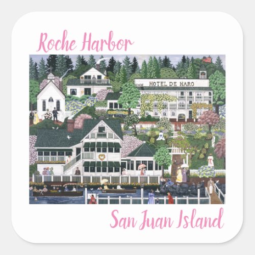 San Juan Island  Roche Harbor Square Sticker