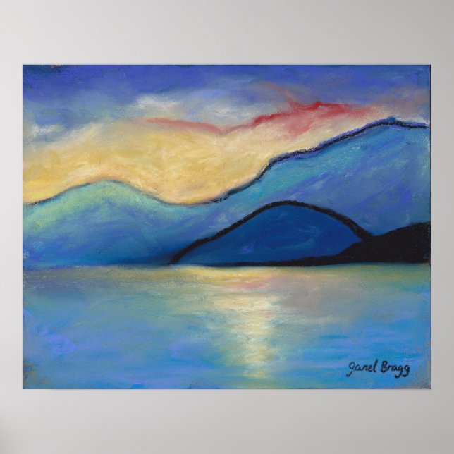 San Juan Island Twilight in Pastels Poster (Front)
