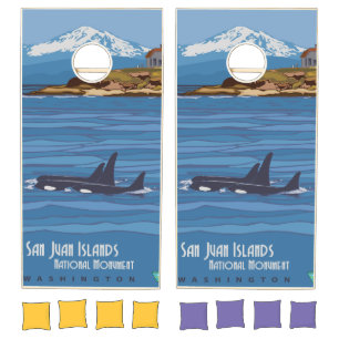 San Juan Islands National Monument Travel Poster Cornhole Set