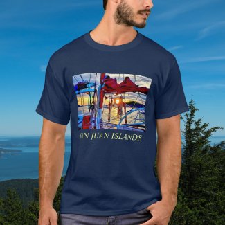 San Juan Islands Sunset and Sailboats Tee Shirt