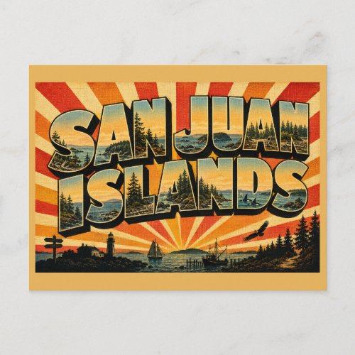 San Juan Islands WA Coastline Salish Sea Art Postcard