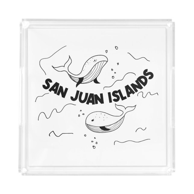 San Juan Islands Whales Acrylic Tray (Front)