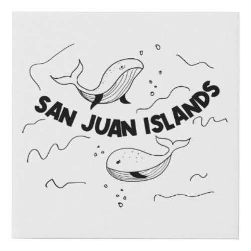 San Juan Islands Whales Faux Canvas Print