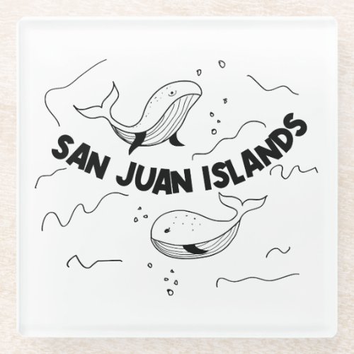 San Juan Islands Whales Glass Coaster