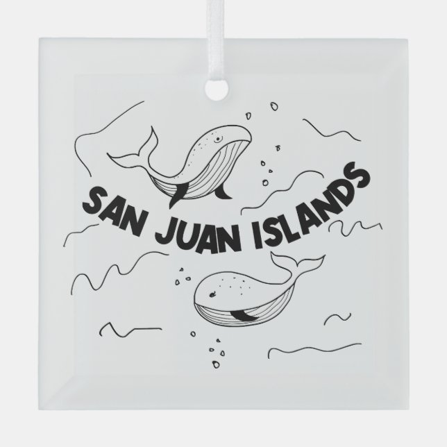 San Juan Islands Whales Glass Ornament (Front)
