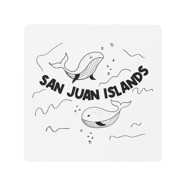 San Juan Islands Whales Metal Print (Front)