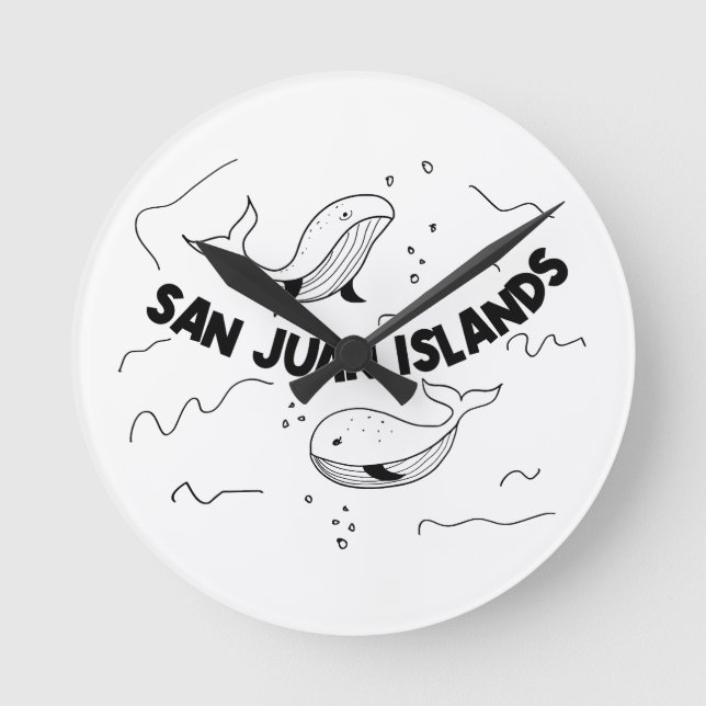 San Juan Islands Whales Round Clock (Front)