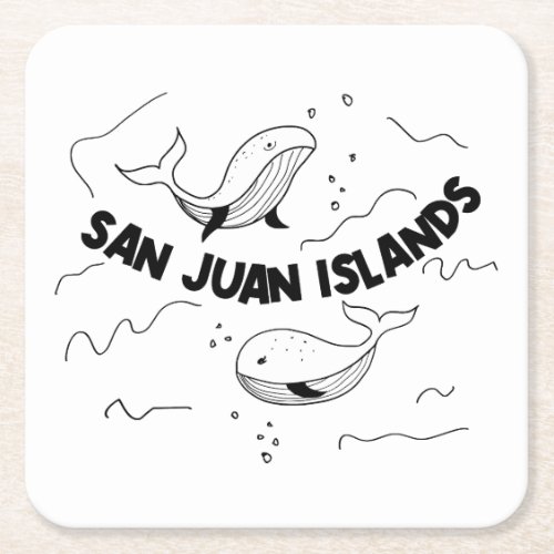 San Juan Islands Whales Square Paper Coaster