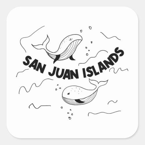 San Juan Islands Whales Square Sticker