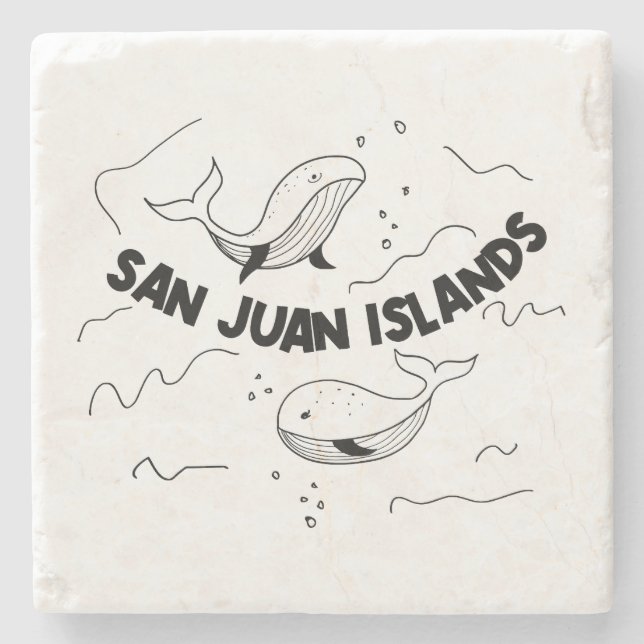 San Juan Islands Whales Stone Coaster (Front)