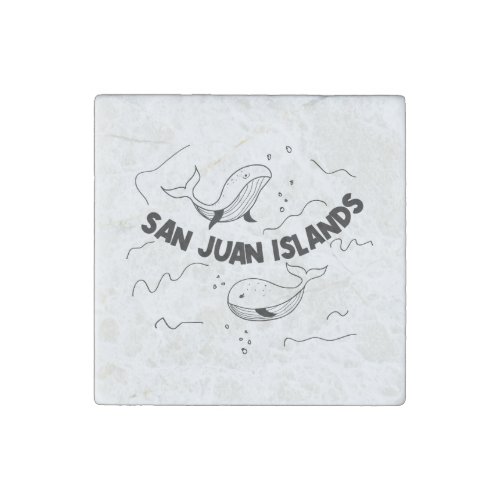 San Juan Islands Whales Stone Magnet