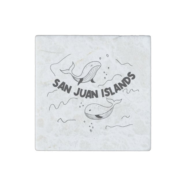 San Juan Islands Whales Stone Magnet (Front)