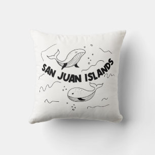 San Juan Islands Whales Throw Pillow