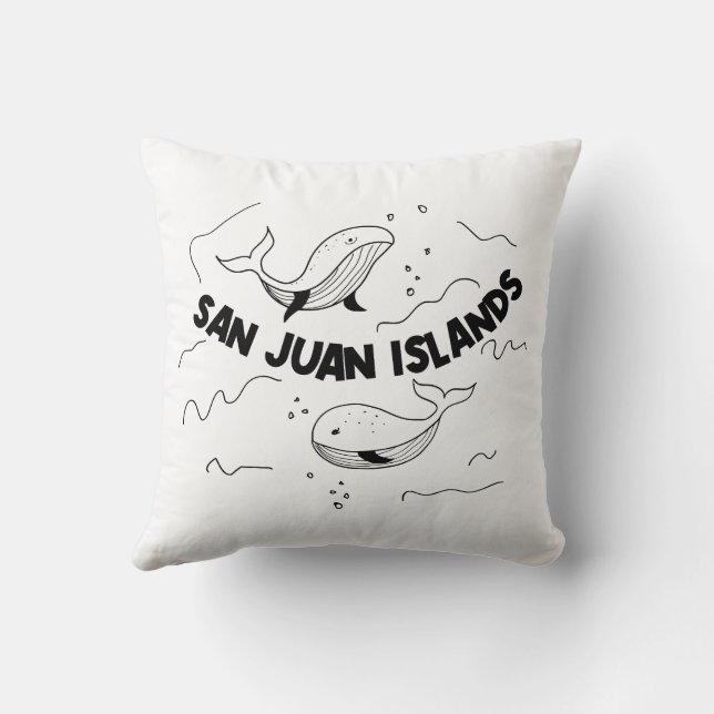 San Juan Islands Whales Throw Pillow (Back)