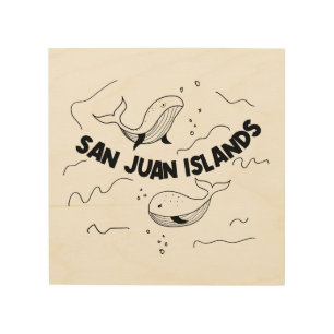 San Juan Islands Whales Wood Wall Art