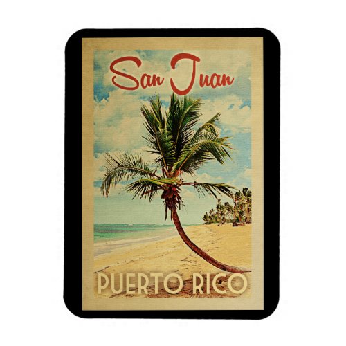 San Juan Palm Tree Vintage Travel Magnet