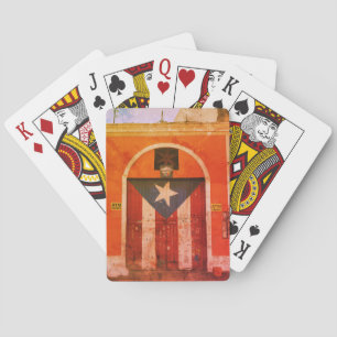 San Juan, PR - Puerto Rican Flag Winding Street Poker Cards