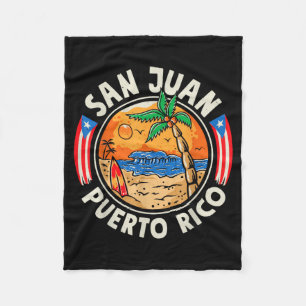 San Juan Puerto Rico Beach Retro Vintage 70s Fleece Blanket