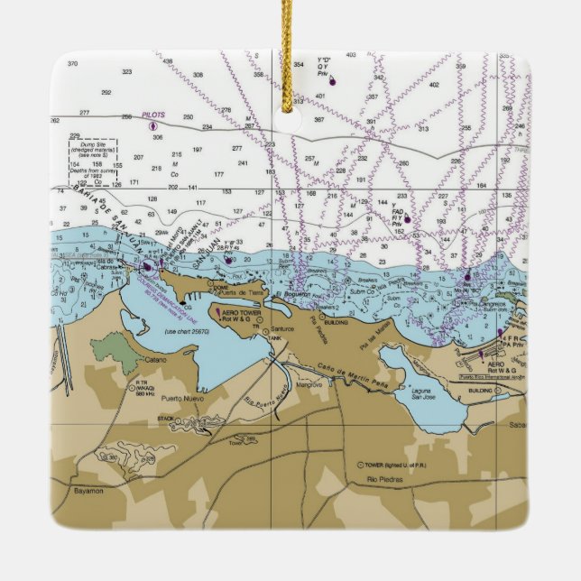 San Juan Puerto Rico Chart Ceramic Ornament (Back)