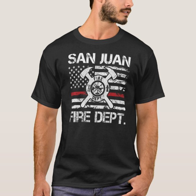 San Juan Puerto Rico Fire Department Thin Red Line T-Shirt (Front)