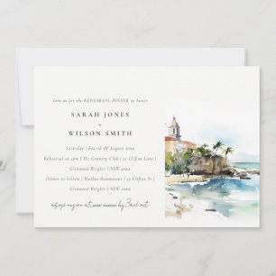 San Juan Puerto Rico Landscape Rehearsal Dinner Invitation