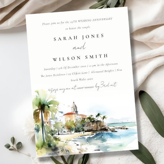 San Juan Puerto Rico Landscape Wedding Anniversary Invitation (Creator Uploaded)