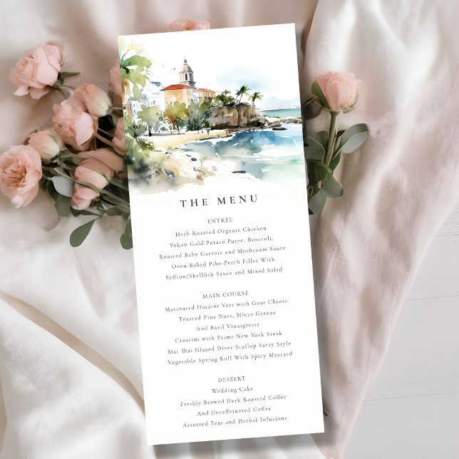 San Juan Puerto Rico Landscape Wedding Menu Card (Creator Uploaded)
