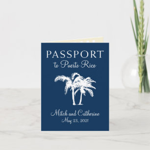 San Juan Puerto Rico Palm Tree Passport Wedding Invitation