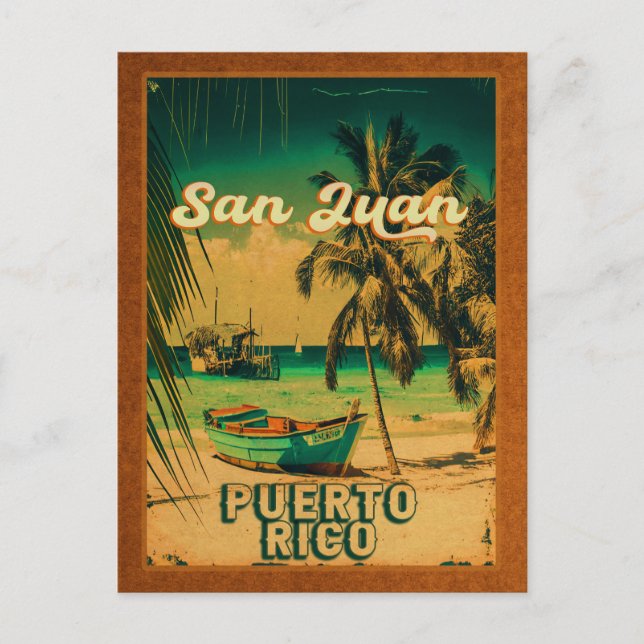 San Juan Puerto Rico Palm Tree Souvenirs 60s Postcard (Front)