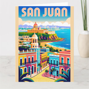 San Juan Puerto Rico Retro Travel Poster Art Card