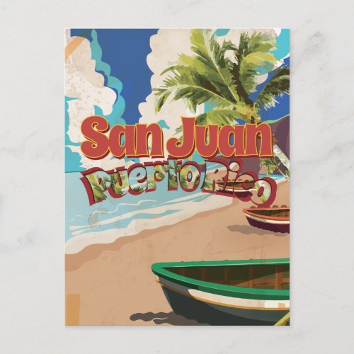 San Juan Puerto Rico Vintage Travel Poster Postcard