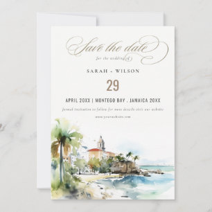 San Juan Puerto Rico Watercolor Landscape Wedding Save The Date