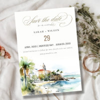 San Juan Puerto Rico Watercolor Landscape Wedding