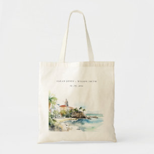 San Juan Puerto Rico Watercolor Landscape Wedding Tote Bag