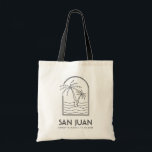 San Juan Puerto Rico Wedding Weekend Destination Tote Bag<br><div class="desc">Welcome your San Juan Puerto Rico wedding guests with these custom wedding welcome bags! Embrace the sunny spirit with this classic tote featuring a palm tree and ocean line sketch design. Customize it with the name and location of your wedding. Give your guests a stylish gift to be used long...</div>