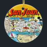 San Juan Vintage Map Ornament<br><div class="desc">Great vintage colorful map of Old san Juan Puerto Rico reproduced on a ceramic ornament.  This makes a wonderful ornament for your holiday,  Christmas tree or to give as a gift or stocking stuffer.</div>