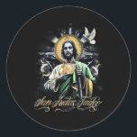 San Judas Tadeo Religious Art Catholic Saints Desi Classic Round Sticker<br><div class="desc">San Judas Tadeo Religious Art Catholic Saints Design</div>