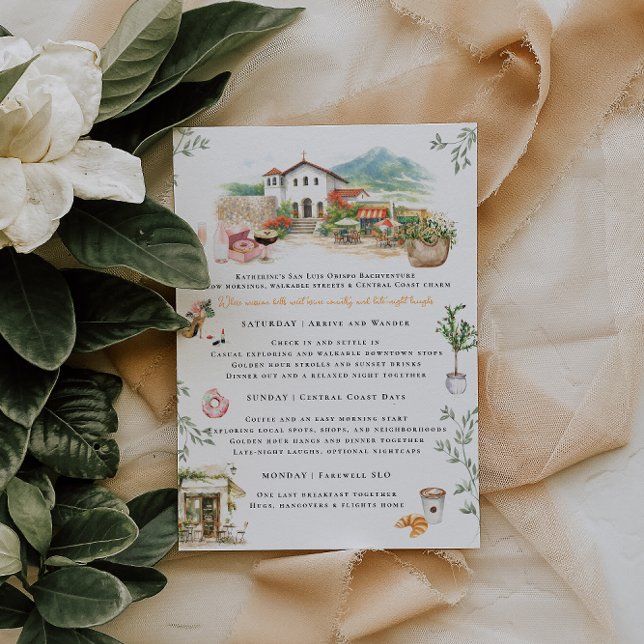 San Luis Obispo Bachelorette Weekend Itinerary Invitation (Creator Uploaded)