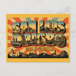 San Luis Obispo California College Town Vintage Postcard