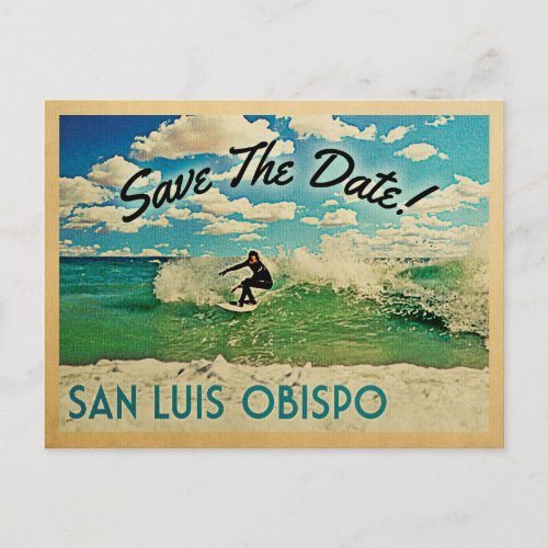 San Luis Obispo Save The Date California Surfing Announcement Postcard