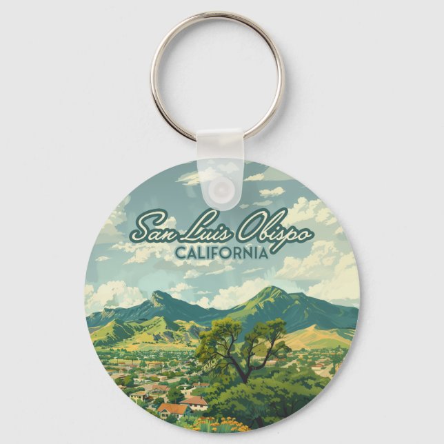 San Luis Obispo SLO California Central Coast Retro Keychain (Front)