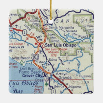 San Luis Obispo Vintage Map Ceramic Ornament
