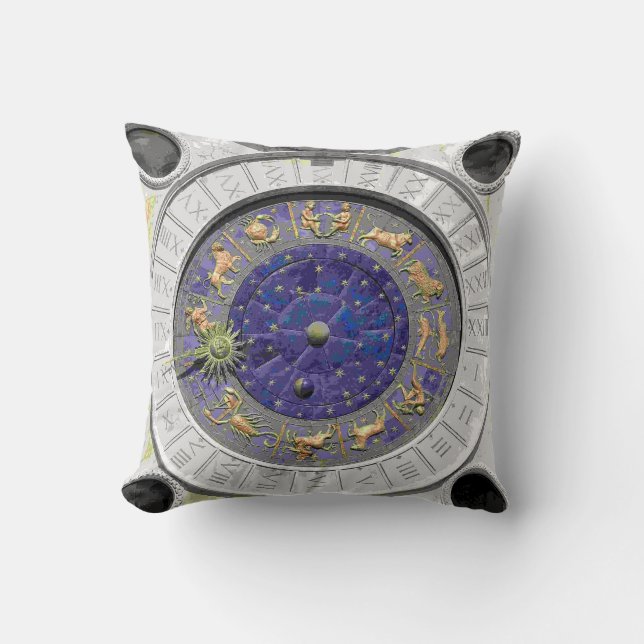 san Marco Clocktower 's zodiac Throw Pillow (Front)