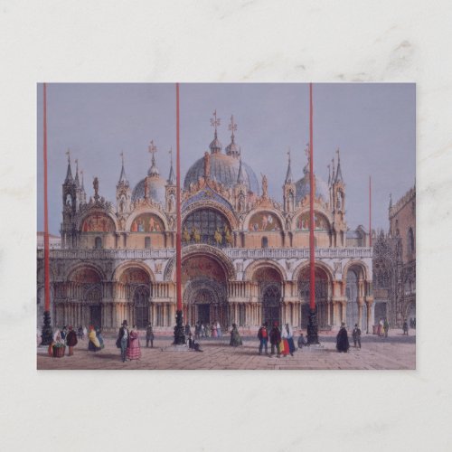 San Marco Venice engraved by Brizeghel litho Postcard