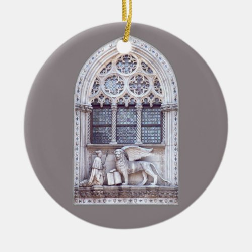 San Marco Winged Lion Stained Glass Window Ceramic Ornament