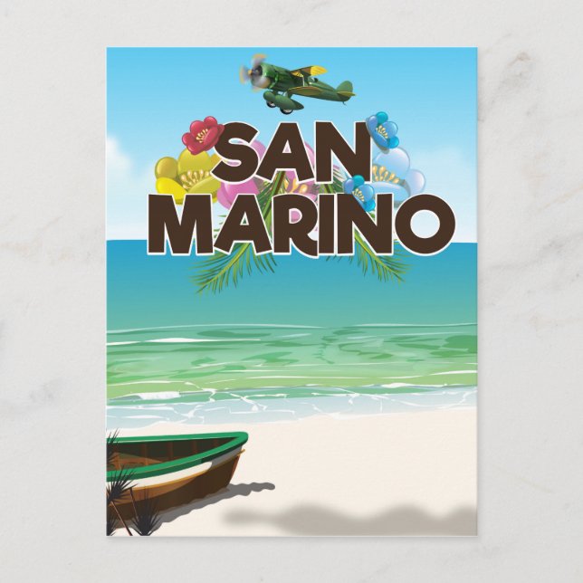San Marino Beach travel poster Postcard (Front)