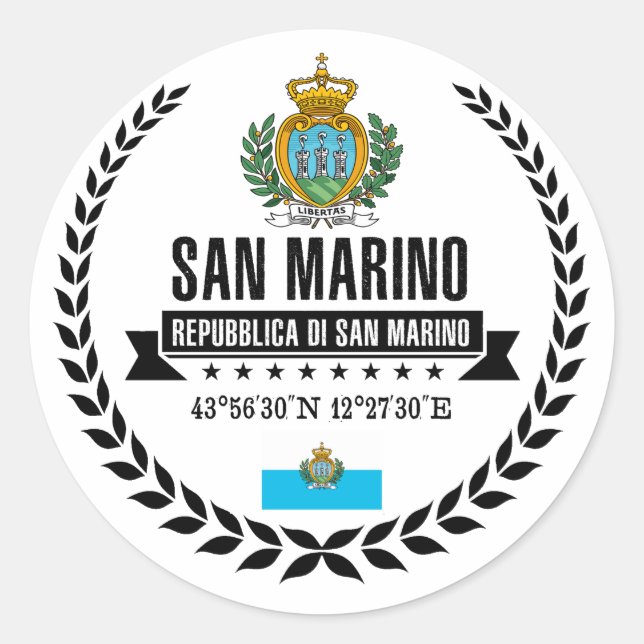 San Marino Classic Round Sticker (Front)