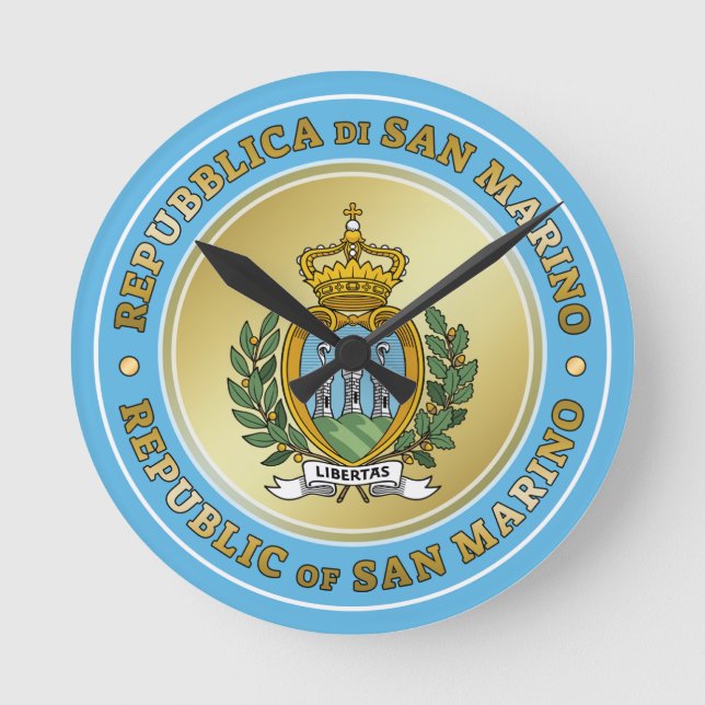 San Marino Coat of Arms Round Clock (Front)