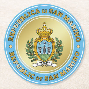 San Marino Coat of Arms Round Paper Coaster