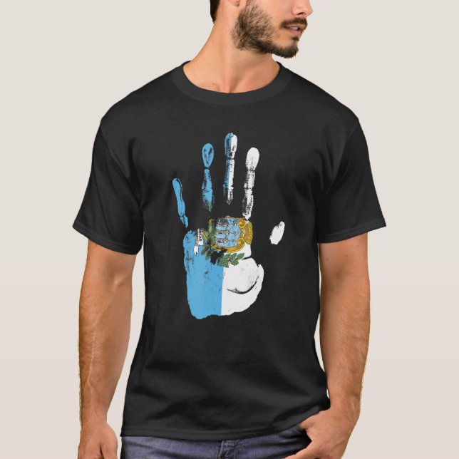 San Marino Flag Hand Men Women Kids T-Shirt (Front)